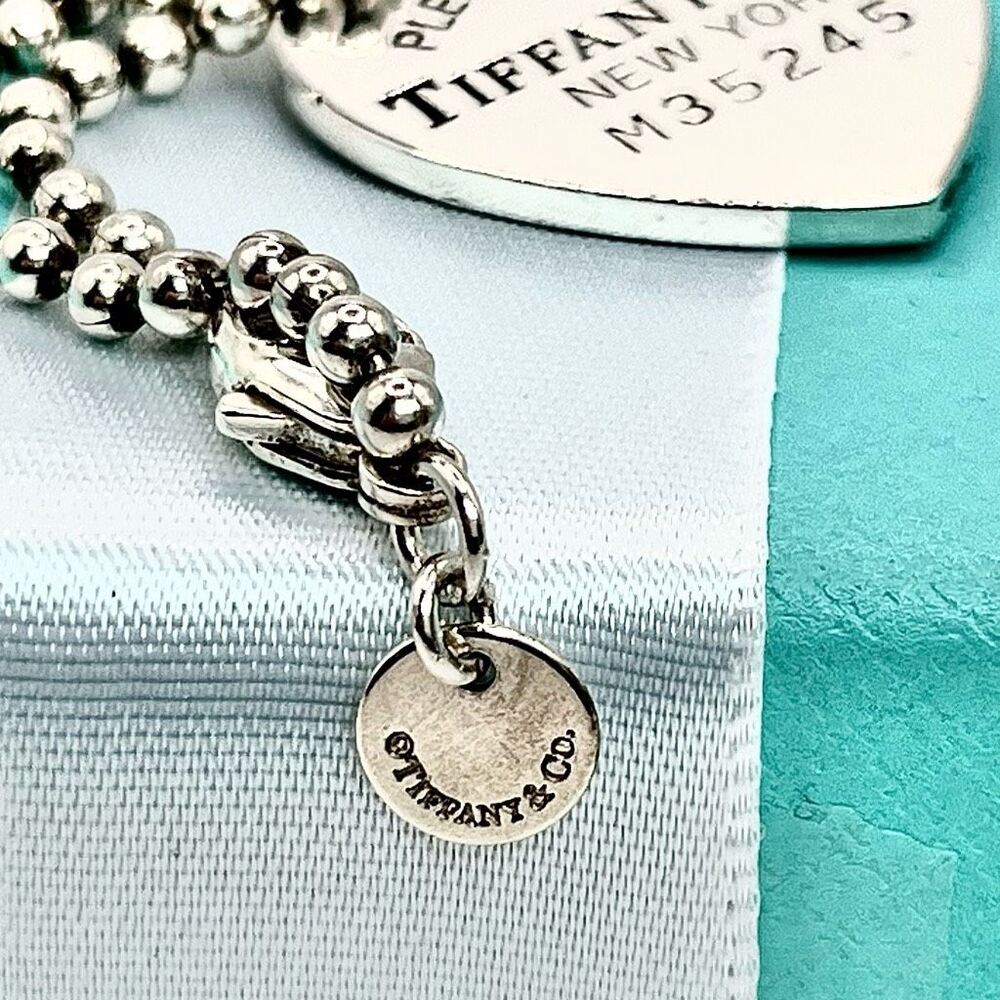 Tiffany & Co. Beaded 34” Chain Return to Tiffany Heart Tag Necklace in Silver - Picture 13 of 16